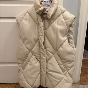 Abercrombie & Fitch Cream Vegan Leather Vest